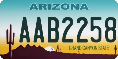 AZ license plate AAB2258