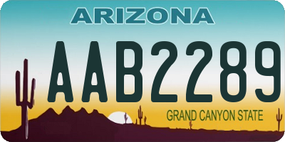 AZ license plate AAB2289