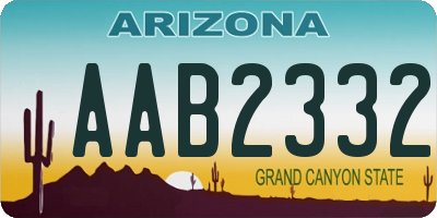 AZ license plate AAB2332