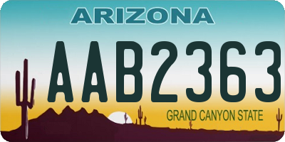 AZ license plate AAB2363