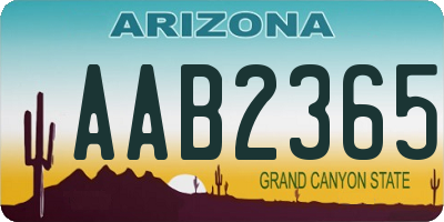 AZ license plate AAB2365