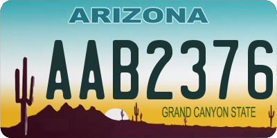 AZ license plate AAB2376
