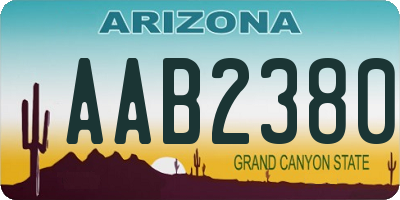 AZ license plate AAB2380