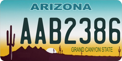 AZ license plate AAB2386