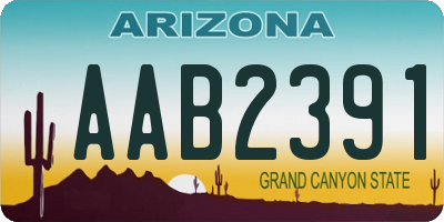 AZ license plate AAB2391