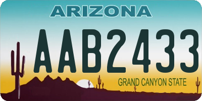 AZ license plate AAB2433
