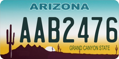 AZ license plate AAB2476