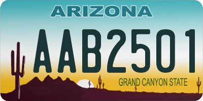 AZ license plate AAB2501