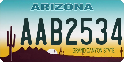 AZ license plate AAB2534