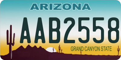 AZ license plate AAB2558