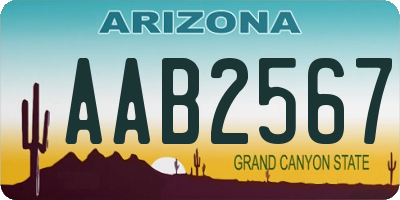 AZ license plate AAB2567
