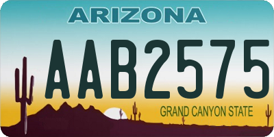 AZ license plate AAB2575