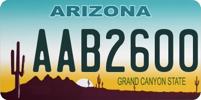 AZ license plate AAB2600