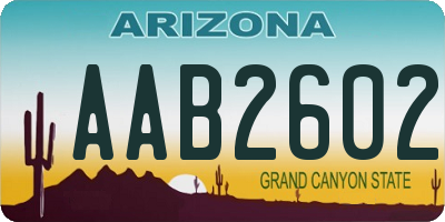 AZ license plate AAB2602