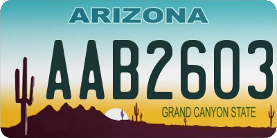 AZ license plate AAB2603
