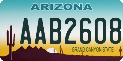 AZ license plate AAB2608