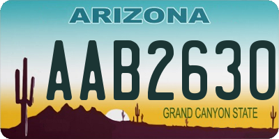 AZ license plate AAB2630