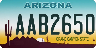 AZ license plate AAB2650