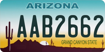 AZ license plate AAB2662