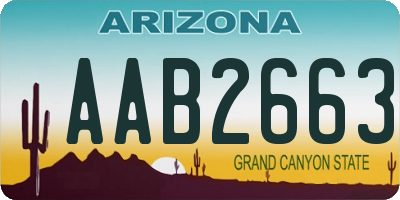 AZ license plate AAB2663