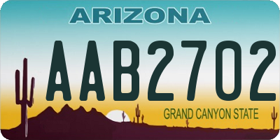 AZ license plate AAB2702