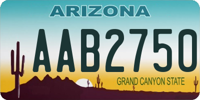 AZ license plate AAB2750