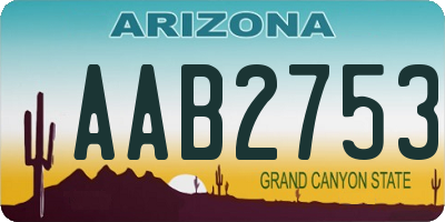 AZ license plate AAB2753