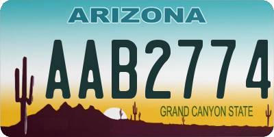 AZ license plate AAB2774
