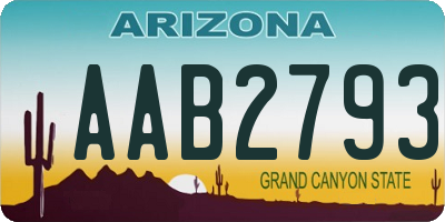 AZ license plate AAB2793