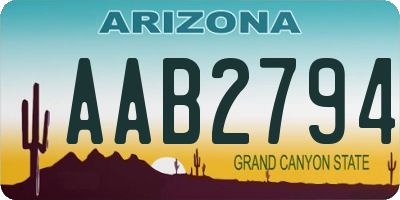 AZ license plate AAB2794