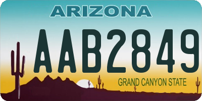 AZ license plate AAB2849