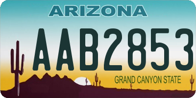 AZ license plate AAB2853