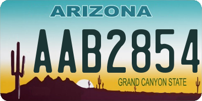 AZ license plate AAB2854