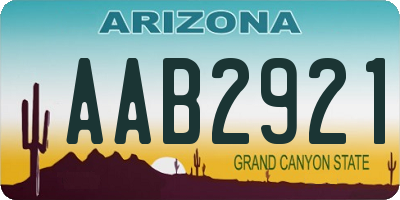 AZ license plate AAB2921