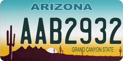 AZ license plate AAB2932