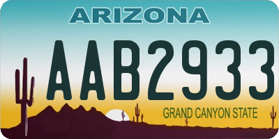 AZ license plate AAB2933