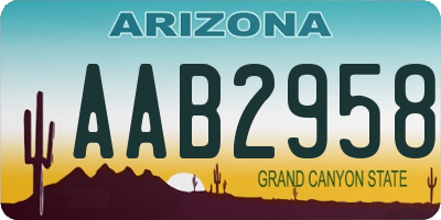 AZ license plate AAB2958