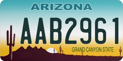 AZ license plate AAB2961