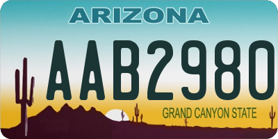 AZ license plate AAB2980