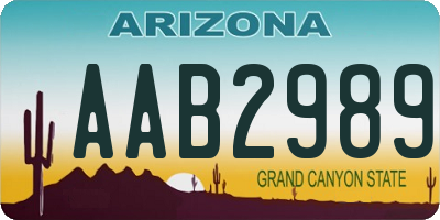 AZ license plate AAB2989