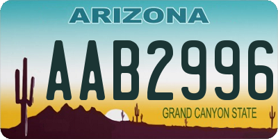 AZ license plate AAB2996