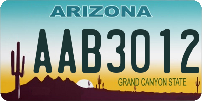 AZ license plate AAB3012
