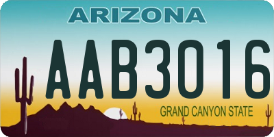 AZ license plate AAB3016