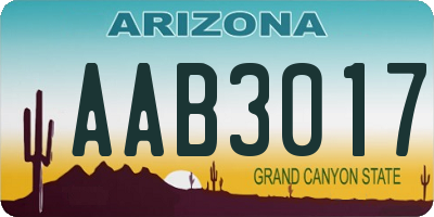 AZ license plate AAB3017