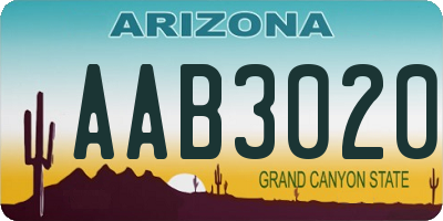 AZ license plate AAB3020