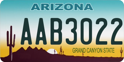 AZ license plate AAB3022