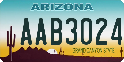 AZ license plate AAB3024
