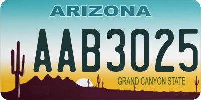 AZ license plate AAB3025