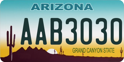 AZ license plate AAB3030