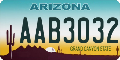AZ license plate AAB3032